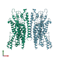 PDB entry 6bgj coloured by chain, front view.