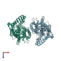 PDB entry 6bgj coloured by chain, top view.