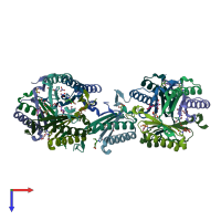 PDB entry 6bgn coloured by chain, top view.