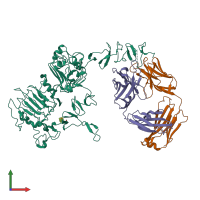 PDB entry 6bgt coloured by chain, front view.