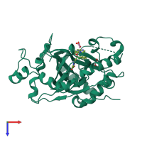 PDB entry 6bgz coloured by chain, top view.