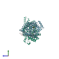 PDB entry 6bh8 coloured by chain, side view.