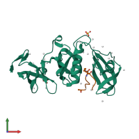 Hetero dimeric assembly 1 of PDB entry 6bhh coloured by chemically distinct molecules, front view.