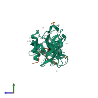 Hetero dimeric assembly 1 of PDB entry 6bhh coloured by chemically distinct molecules, side view.