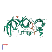 Hetero dimeric assembly 1 of PDB entry 6bhh coloured by chemically distinct molecules, top view.