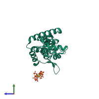 PDB entry 6bhs coloured by chain, side view.