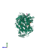 PDB entry 6bhu coloured by chain, side view.