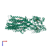 PDB entry 6bhu coloured by chain, top view.