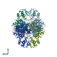 PDB entry 6bi4 coloured by chain, side view.
