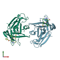 PDB entry 6bic coloured by chain, front view.