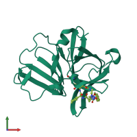 PDB entry 6bid coloured by chain, front view.