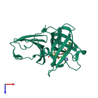 PDB entry 6bid coloured by chain, top view.