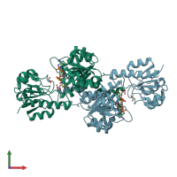 PDB entry 6bii coloured by chain, front view.