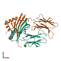 PDB entry 6bil coloured by chain, front view.