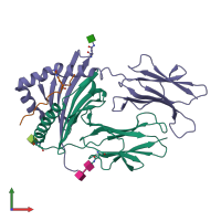 PDB entry 6bin coloured by chain, front view.