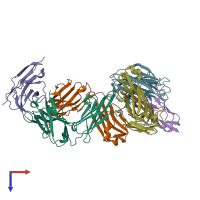 PDB entry 6bit coloured by chain, top view.