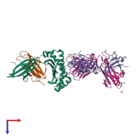 PDB entry 6bj3 coloured by chain, top view.