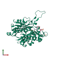 PDB entry 6bja coloured by chain, front view.