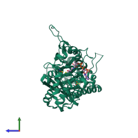 PDB entry 6bja coloured by chain, side view.