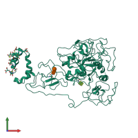 PDB entry 6bjr coloured by chain, front view.
