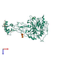 PDB entry 6bjr coloured by chain, top view.