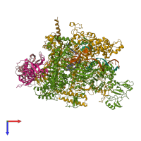 PDB entry 6bjs coloured by chain, top view.