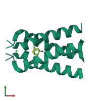 Homo tetrameric assembly 1 of PDB entry 6bkk coloured by chemically distinct molecules, front view.