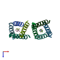 PDB entry 6bkl coloured by chain, top view.