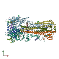 PDB entry 6bkq coloured by chain, front view.