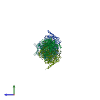 PDB entry 6bky coloured by chain, side view.