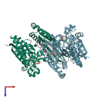 PDB entry 6bkz coloured by chain, top view.