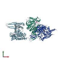PDB entry 6bl2 coloured by chain, front view.