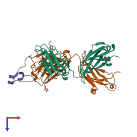 PDB entry 6blh coloured by chain, top view.