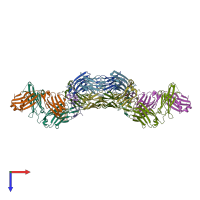PDB entry 6bli coloured by chain, top view.
