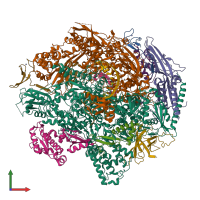PDB entry 6blo coloured by chain, front view.