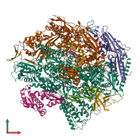 PDB entry 6blp coloured by chain, front view.