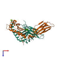 PDB entry 6blq coloured by chain, top view.