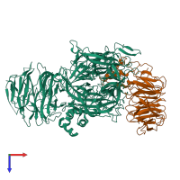 PDB entry 6bly coloured by chain, top view.