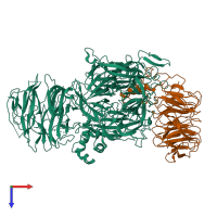 PDB entry 6bm0 coloured by chain, top view.