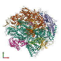 PDB entry 6bm2 coloured by chain, front view.