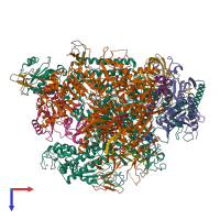 PDB entry 6bm2 coloured by chain, top view.