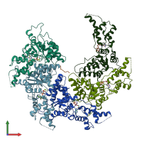 PDB entry 6bmf coloured by chain, front view.
