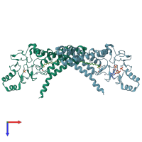 PDB entry 6bml coloured by chain, top view.