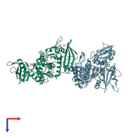 PDB entry 6bmr coloured by chain, top view.