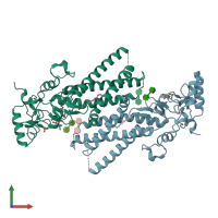PDB entry 6bms coloured by chain, front view.