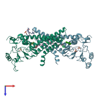 PDB entry 6bms coloured by chain, top view.