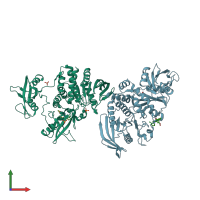 PDB entry 6bmv coloured by chain, front view.