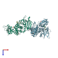 PDB entry 6bmx coloured by chain, top view.