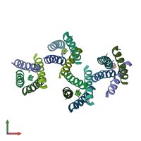 PDB entry 6bmz coloured by chain, front view.
