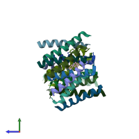 PDB entry 6bmz coloured by chain, side view.